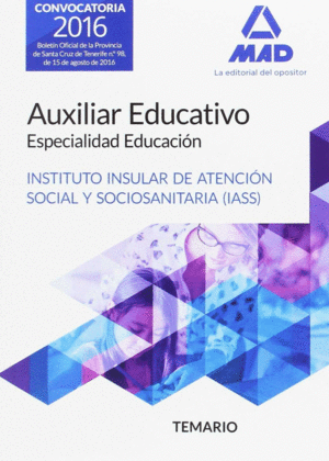 AUXILIAR EDUCATIVO ESPECIALIDAD EDUCACIN DEL IASS-CABILDO INSULAR DE TENERIFE.
