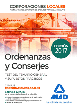 ORDENANZAS Y CONSERJES DE CORPORACIONES LOCALES TEST DEL TEMARIO GENERAL Y SUPU