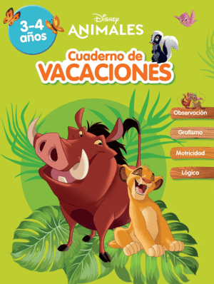 CUADERNO DE VACACIONES ANIMALES DISNEY. 3-4 A�OS (APRENDO CON DIS