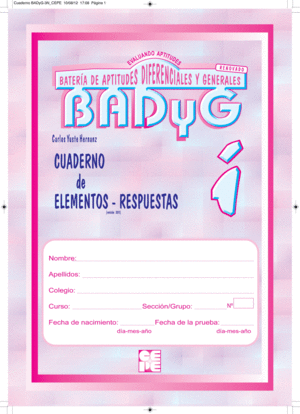 BADYG GRFICO I, EDUCACIN INFANTIL, 4, 5 Y 6 AOS CUADERNO DE TEMS